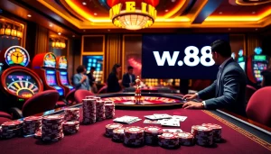 Experience thrilling gambling action at W88 link's luxurious casino setting.
