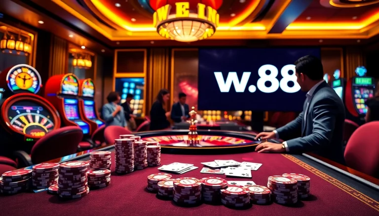 Experience thrilling gambling action at W88 link's luxurious casino setting.