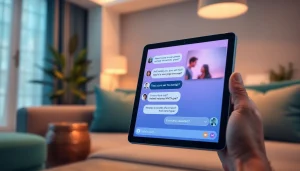 Engaging 'sex ai chat' interface on a modern tablet in a cozy living room.