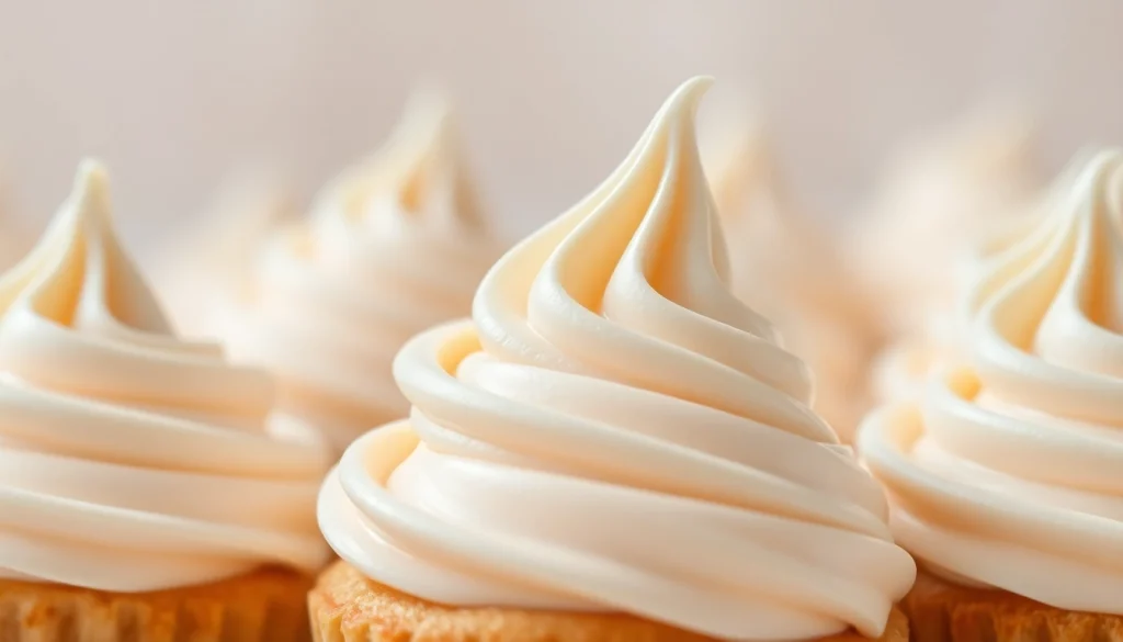 Mousseline cream elegantly piped on a variety of pastries, showcasing its smooth texture.