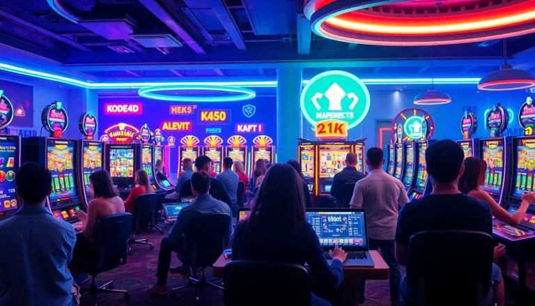 Exciting Kode4d slot game experience in a vibrant, modern casino setting