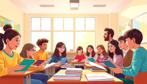 Engaged students in a vibrant classroom showcasing the essence of education.