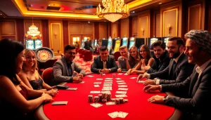 Experience the thrill of winning at hay.win with a luxurious gambling scene showcasing poker and roulette.