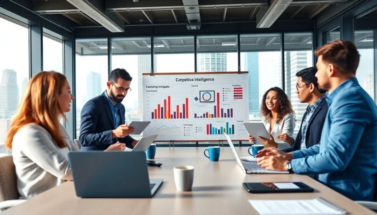 Visual representation of competitive intelligence for sales analytics in a professional meeting.