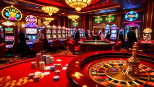 A dynamic casino scene highlighting rr 88 with vibrant poker chips, playing cards, and a dazzling roulette wheel.