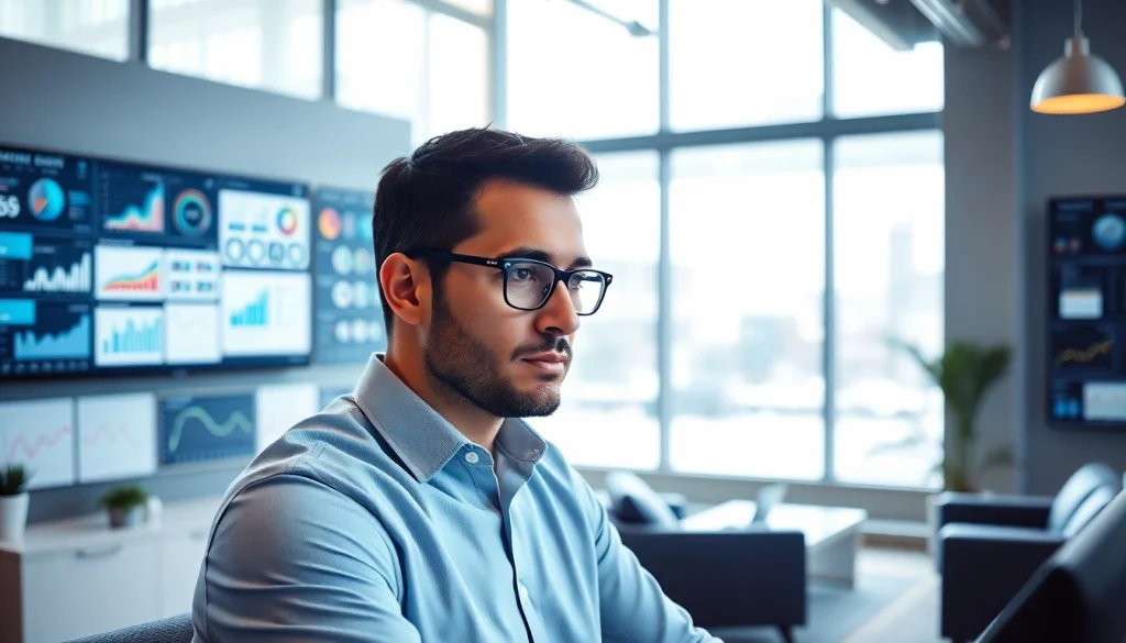 Enhancing competitive intelligence strategies with data analysis in a modern office.