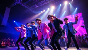 BTS news highlighting a vibrant performance capturing the group’s energy and dynamic choreography.