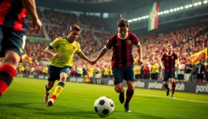 Exciting soccer match capture showcasing players in action, emphasizing บานผลบอล in dynamic play.