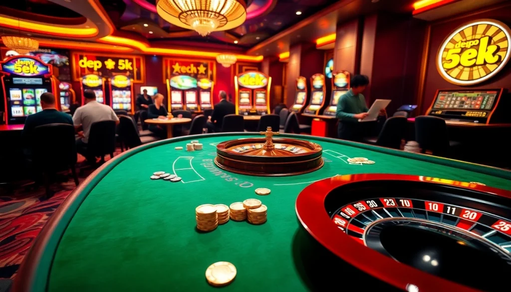 Rasakan kegembiraan Depo 5k saat bermain permainan taruhan tinggi di kasino yang meriah.