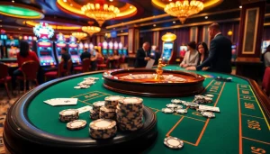 Exciting SHBET casino scene with vibrant gaming table and active players.