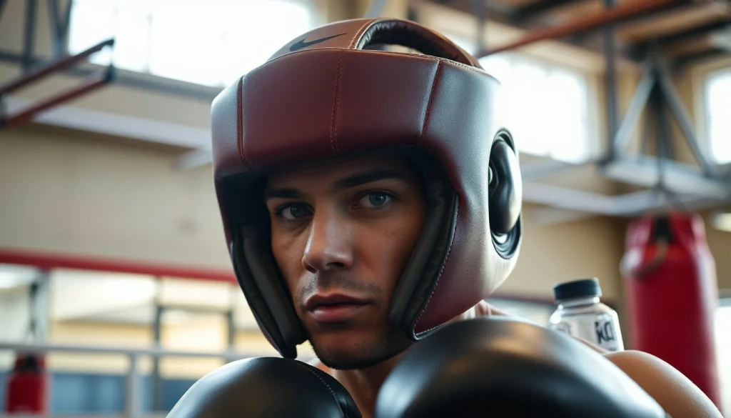 Professionelles Kopfschutz-Boxen bereit für intensives Training mit schützenden Eigenschaften.