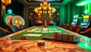Vivez le frisson au meilleur casino en ligne France avec des tables de blackjack élégantes et des jetons de poker vibrants.
