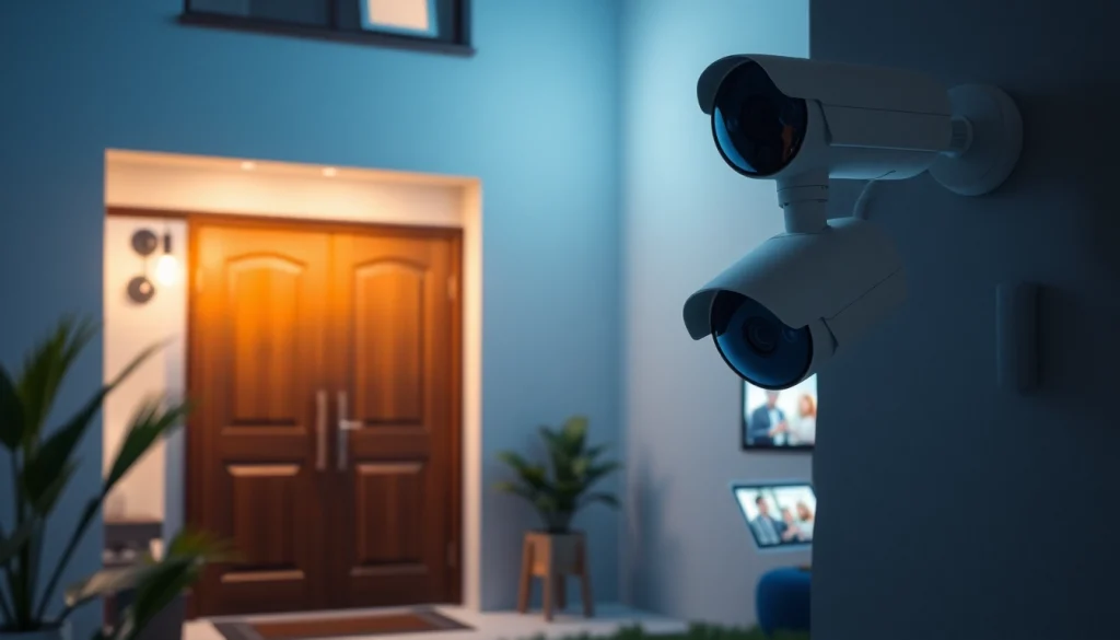 Cámaras de seguridad en Liberia se muestran en una casa moderna, destacando sistemas de seguridad de alta tecnología.